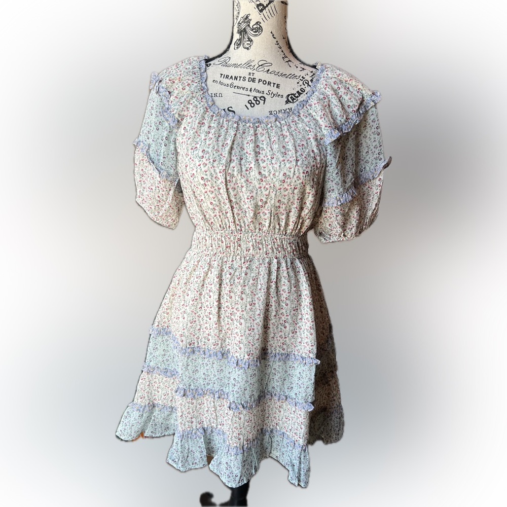 Sweet En Forme Ivory Floral Maxi Dress S Cheerful Moments Prairie CottageCore